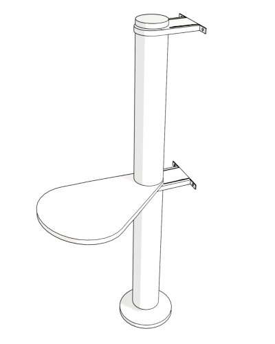 Põrandal seisev, seinakinnitusega kassipuu 127 cm — mõõdud ja kokkupaneku skeem