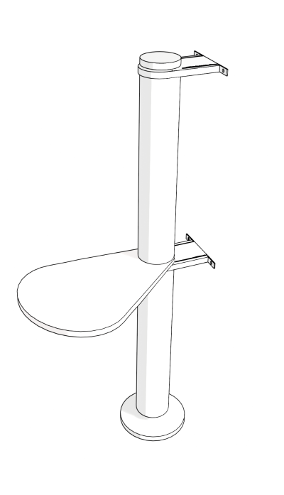 Mõõdud ja kokkupanek — põrandal seisev kassipuu, seinakinnitusega, 127 cm