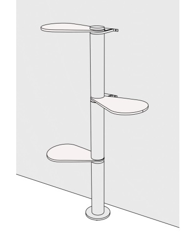Põrandal seisev, seinakinnitusega kassipuu 187 cm — mõõdud ja kokkupaneku skeem