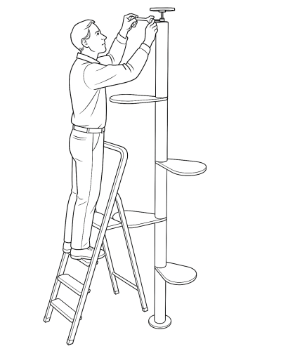 Kassilask põrandalt laeni — mõõdud, kokkupaneku skeem ja paigaldusjuhend, ilma seinakinnituseta konstruktsioon