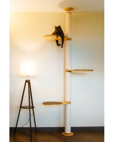 Kassi ronimispuu – põrandast laeni, ilma puurimata, lepapuust, 3 platvormi